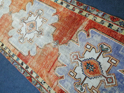 Vintage Oushak Runner Rug Turkish Runner 4 x 11 Rug Vintage Runner Rug Hallway Runner Rug Kitchen Runner Rug Wool Runner Rug Wool Rug