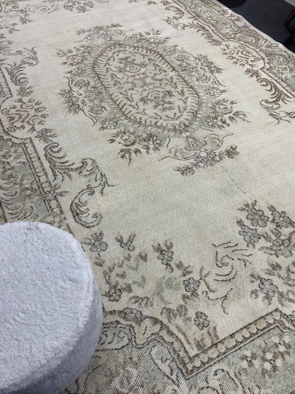 Large Area OUSHAK RUG, TURKISH 6.4 x 10 Rug, Muted Vintage  Rug, Handmade Rug, Antique Hand Knotted Rug, Persian Rug, Muted Oriental rug