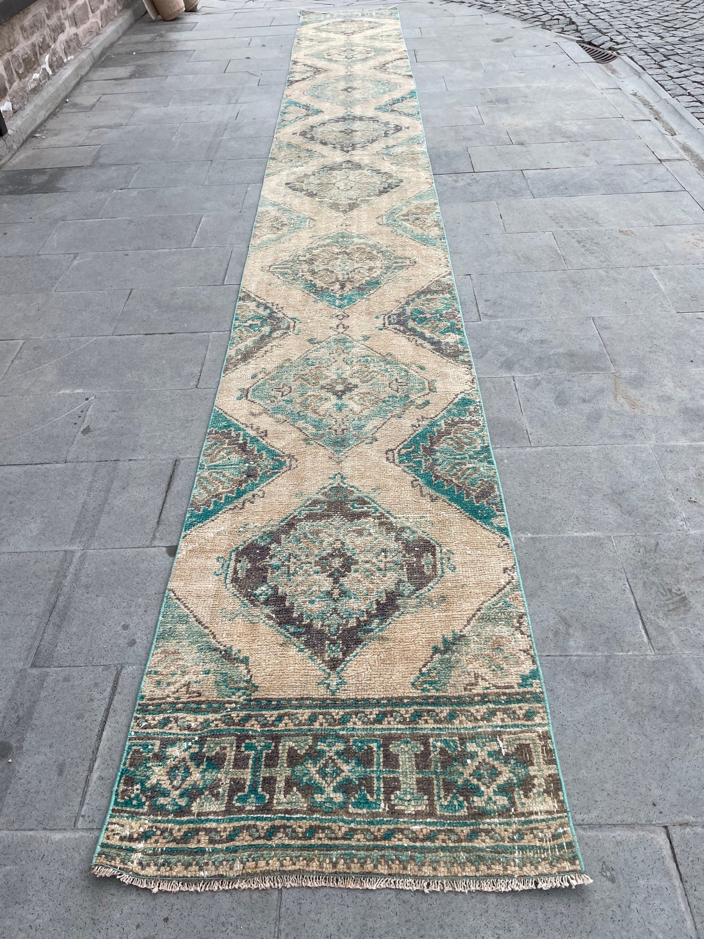 Wool Extra Long Turkish Runner Rug Very Long Oushak Runner 2.5 x 20.2 ft Rug Vintage Runner Rug, XL Oriental Runner Rug Staircase Runner rug