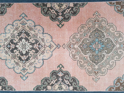 2'9x12'6 oushak turkish runner, vintage wool rug, hallway runner, vintage handmade runner, kitchen runner rug