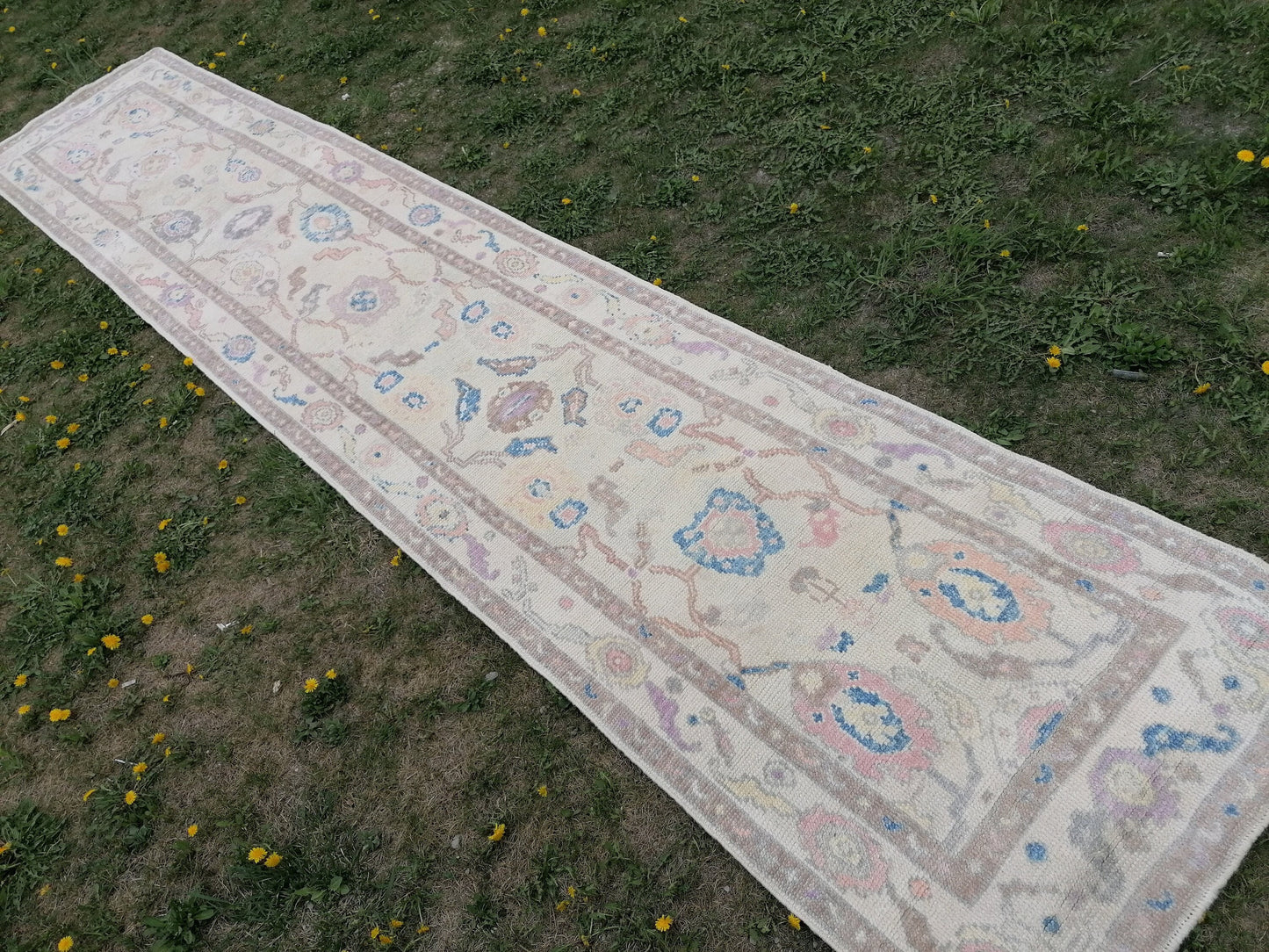 Oushak wool runner rug 2'10x14'5 turkish new production oushak runner, hallway runner rug