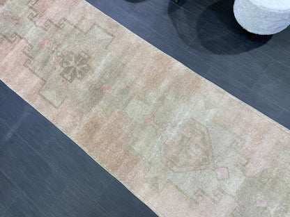 Antique Runner Rug, Persian2.8 x 12.7 Runner Rug, Wool Oushak Runner Rug, Long Turkish Runner Rug, Kitchen Runner Rug, Hallway Runner