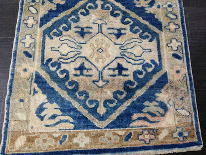 Blue Turkish Oushak Runner 2.8 x 14.5 Turkish Runner Rug XL Vintage Runner Rug Long Hallway Runner Rug Kitchen Runner High Wool Pile Runner