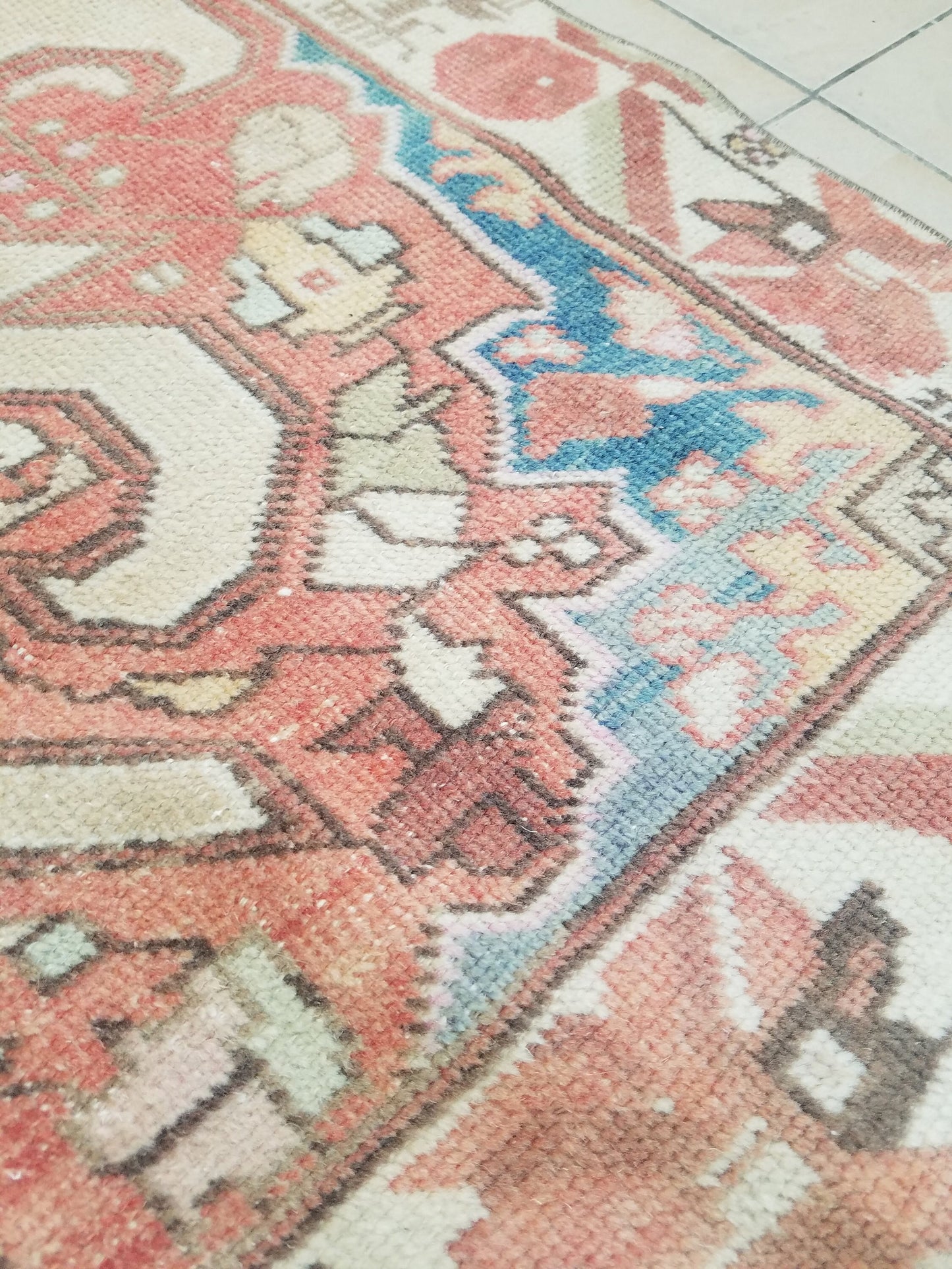 Lion oushak handmade wool rug 4'4x6'12 turkish rug vintage rug, vintage oushak rug, kitchen rug bohemian rug