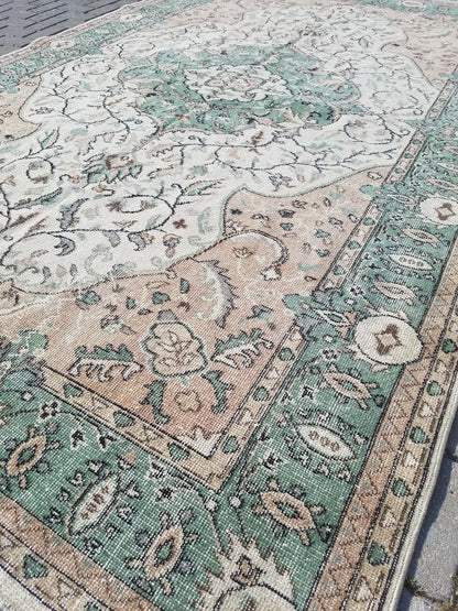 Oushak rug 6.3x10 vintage large rug vintage hand made rug