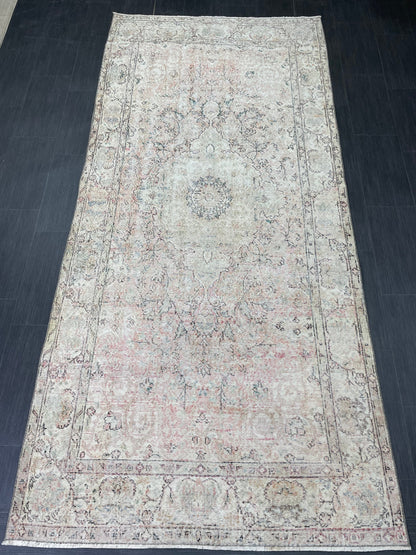 Oriental RUG, TURKISH Rug, 4.6 x 10 , Vintage Distressed Rug, Vintage Persian Rug, Wool Oushak Rug, Handmade Rugs, Vintage Turkish Rug.