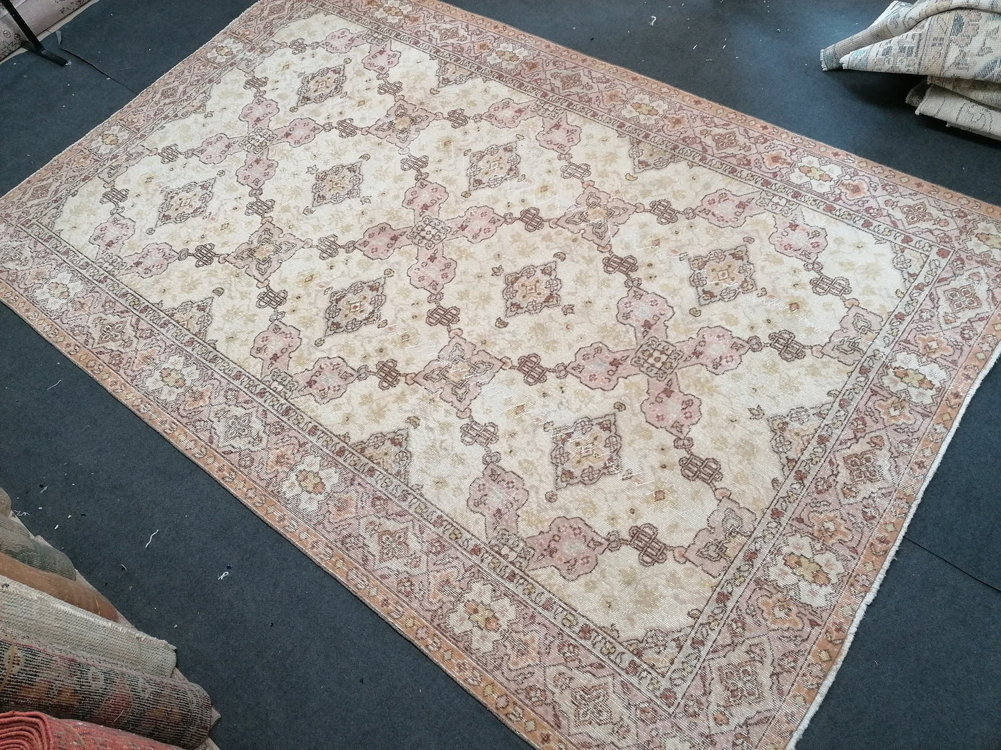 6.8 x 10.5 Turkish oushak rug, vintage rug, large vintage oushak rug, traditional rug