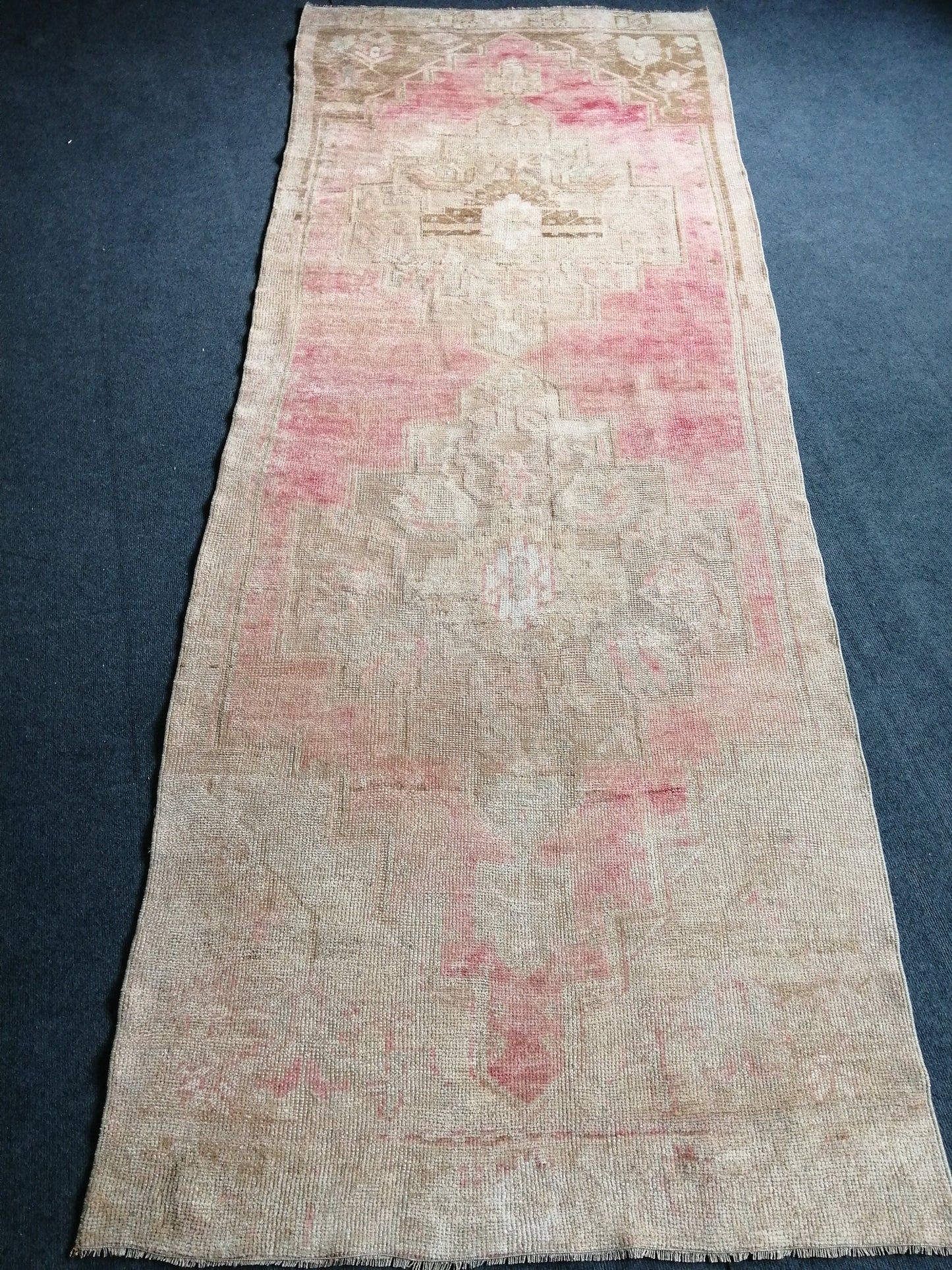 3.7 x 10 Oushak Runner Rug Turkish Runner Rug Pink Vintage Runner Rug Hallway Runner Rug Kitchen Runner Wool Runner Rug Company Wholesalerug