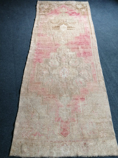 3.7 x 10 Oushak Runner Rug Turkish Runner Rug Pink Vintage Runner Rug Hallway Runner Rug Kitchen Runner Wool Runner Rug Company Wholesalerug