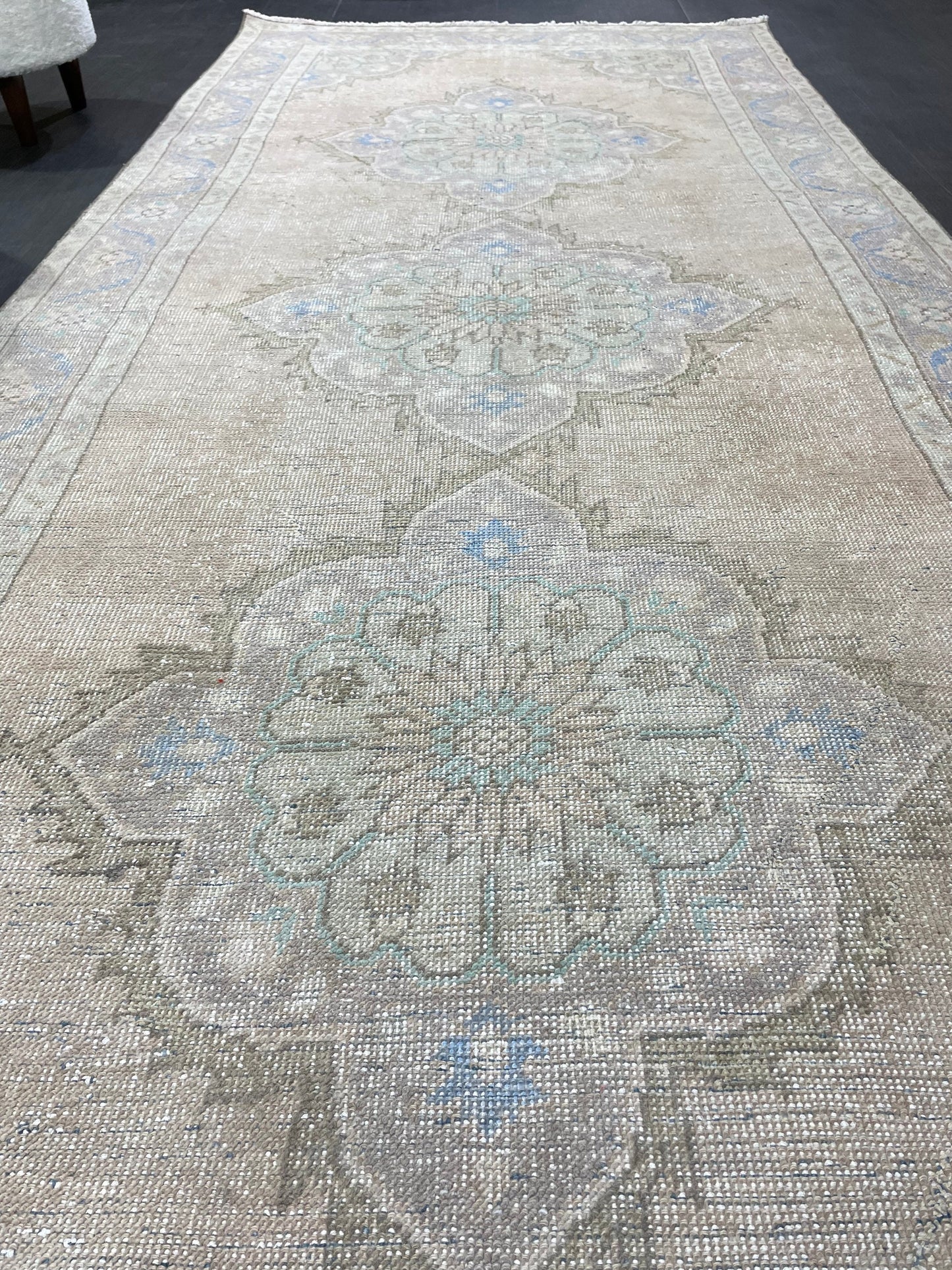 Muted Turkish Runner Rug Turkish Oushak 4.4 x 11.2 Runner Rug Vintage Runner Rug Hallway Runner Rug Kitchen Runner Rug Wool Runner Rug