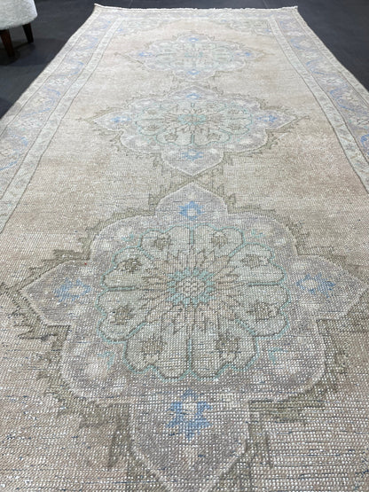 Muted Turkish Runner Rug Turkish Oushak 4.4 x 11.2 Runner Rug Vintage Runner Rug Hallway Runner Rug Kitchen Runner Rug Wool Runner Rug