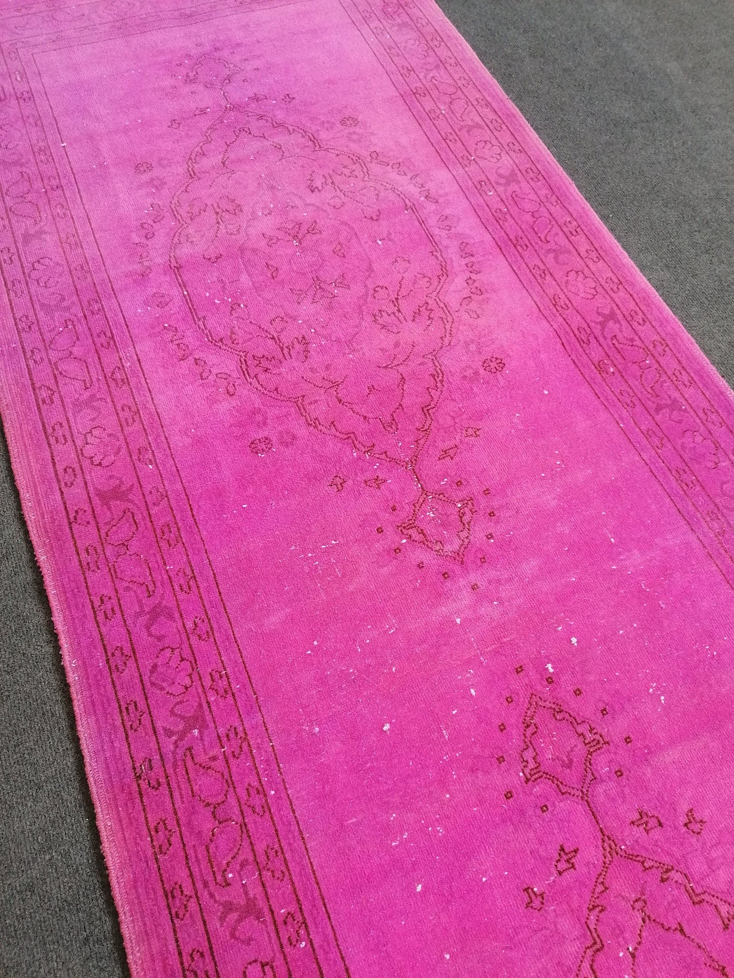 2.10 x 8.10 Handmade pink turkish runner rug, oushak vintage runner rug, vintage anatolian rug