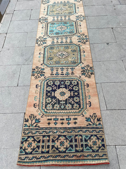 Vintage Staircase Runner Rug 2.3 x 27 ft Extra Long TURKISH Runner Rug Vintage Runner Rug Distressed Runner Rug  Runner Hand Knotted Runner