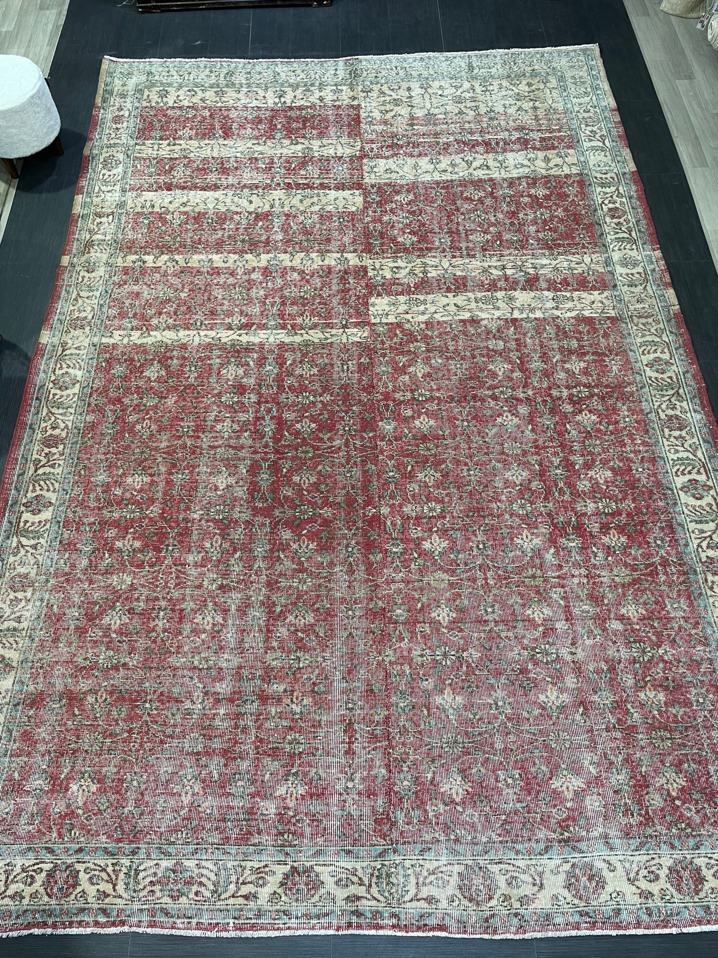 Vintage RUG, TURKISH 8x12 Oushak Rug, Persian Rug, Handmade Large Rug, Wool Antique Rug Hand Knotted Rug,  Floor Art Rug