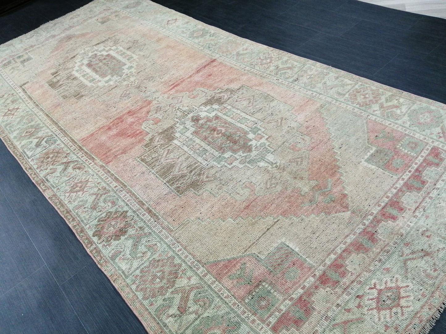 Muted Oushak Runner 4.8 x 10.5 Turkish Runner Rug Vintage Runner Rug Hallway Runner Rug Kitchen Runner Rug Wool Runner Rug Wool Oushak Rug