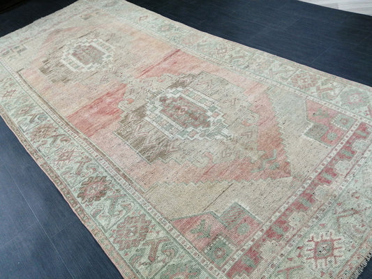 Muted Oushak Runner 4.8 x 10.5 Turkish Runner Rug Vintage Runner Rug Hallway Runner Rug Kitchen Runner Rug Wool Runner Rug Wool Oushak Rug