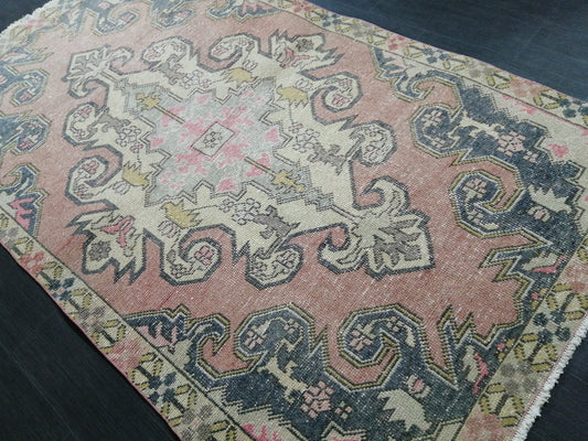 3.9 x 6.9 Rug, Hand Made Rug, Oushak Rug, Rustic Rug, soft colors Rug, Turkish Rug, Farmhouse Rug, Vintage Rug, Wool rug