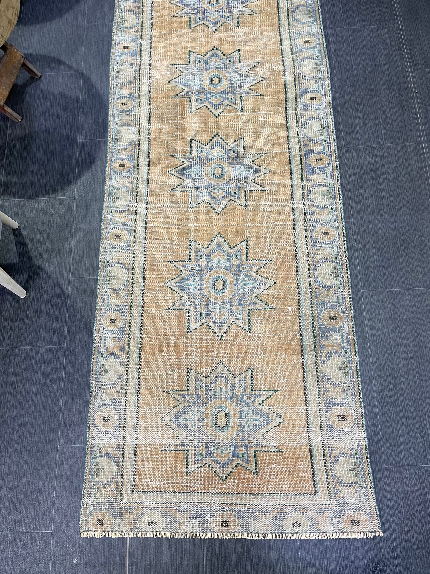 Oushak Runner Rug, Turkish Runner Rug, Vintage 2.5 x 9.7 Runner Rug, Hallway Runner Rug, Kitchen Runner Rug Wool Runner Rug