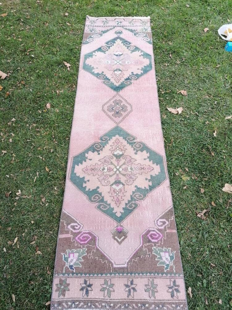 Vintage rug, runner wool rug  hallway handmade runner, distressed kitchen runner rug 2'3x8'6 feet