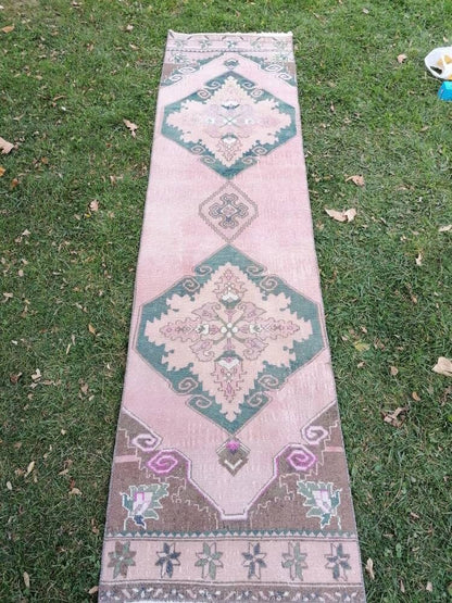 Vintage rug, runner wool rug  hallway handmade runner, distressed kitchen runner rug 2'3x8'6 feet