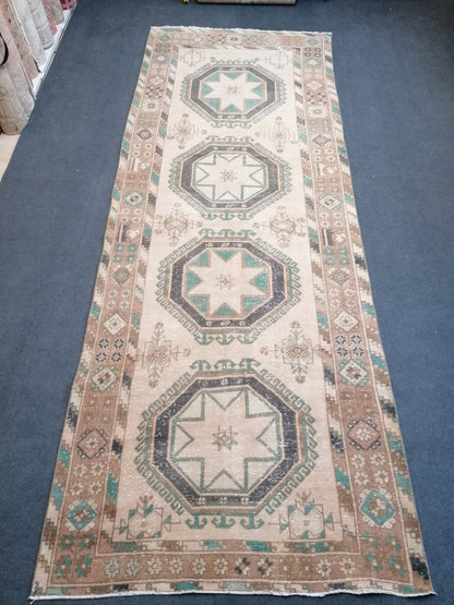 12'7x4'8 oushak turkish runner rug, vintage turkish runner rug, oushak vintage rug,vintage rug,kitchen rug, vintage anatolian rug, hand made