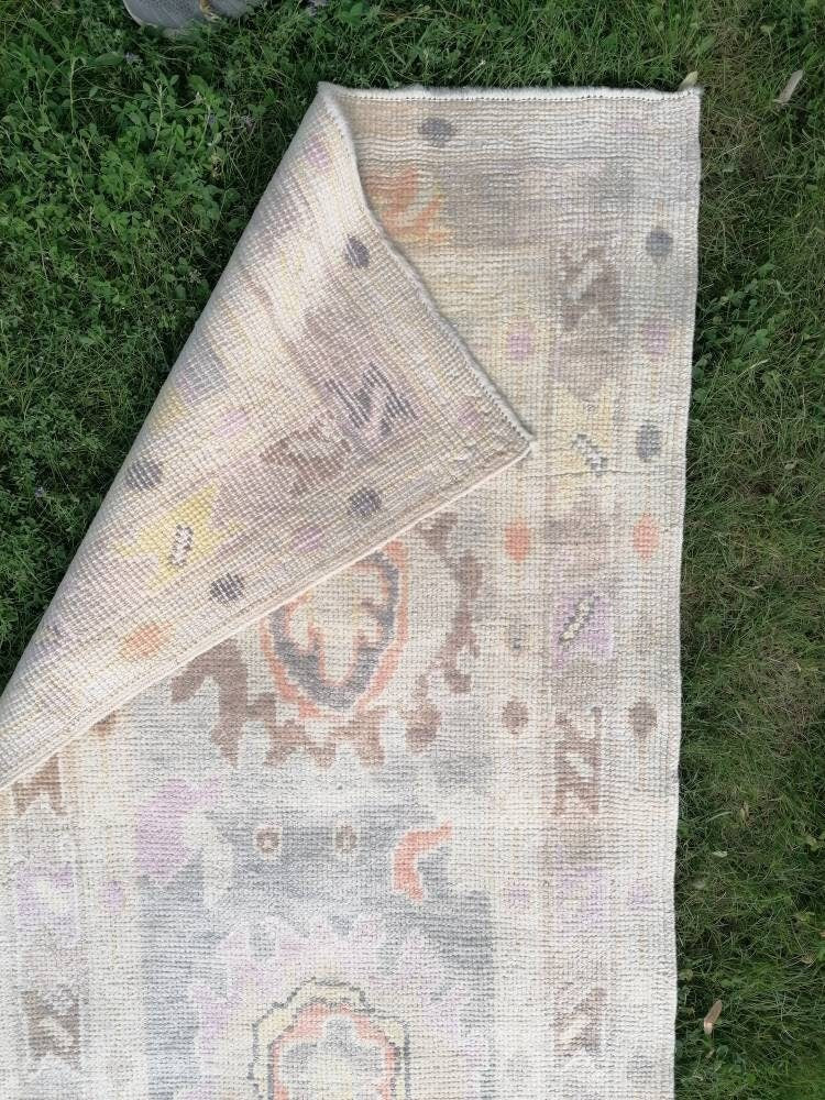 3x13 feet long oushak runner rug,turkish new production vintage oversize runner rug, hallway runner, kitchen runner, handmade wool runners