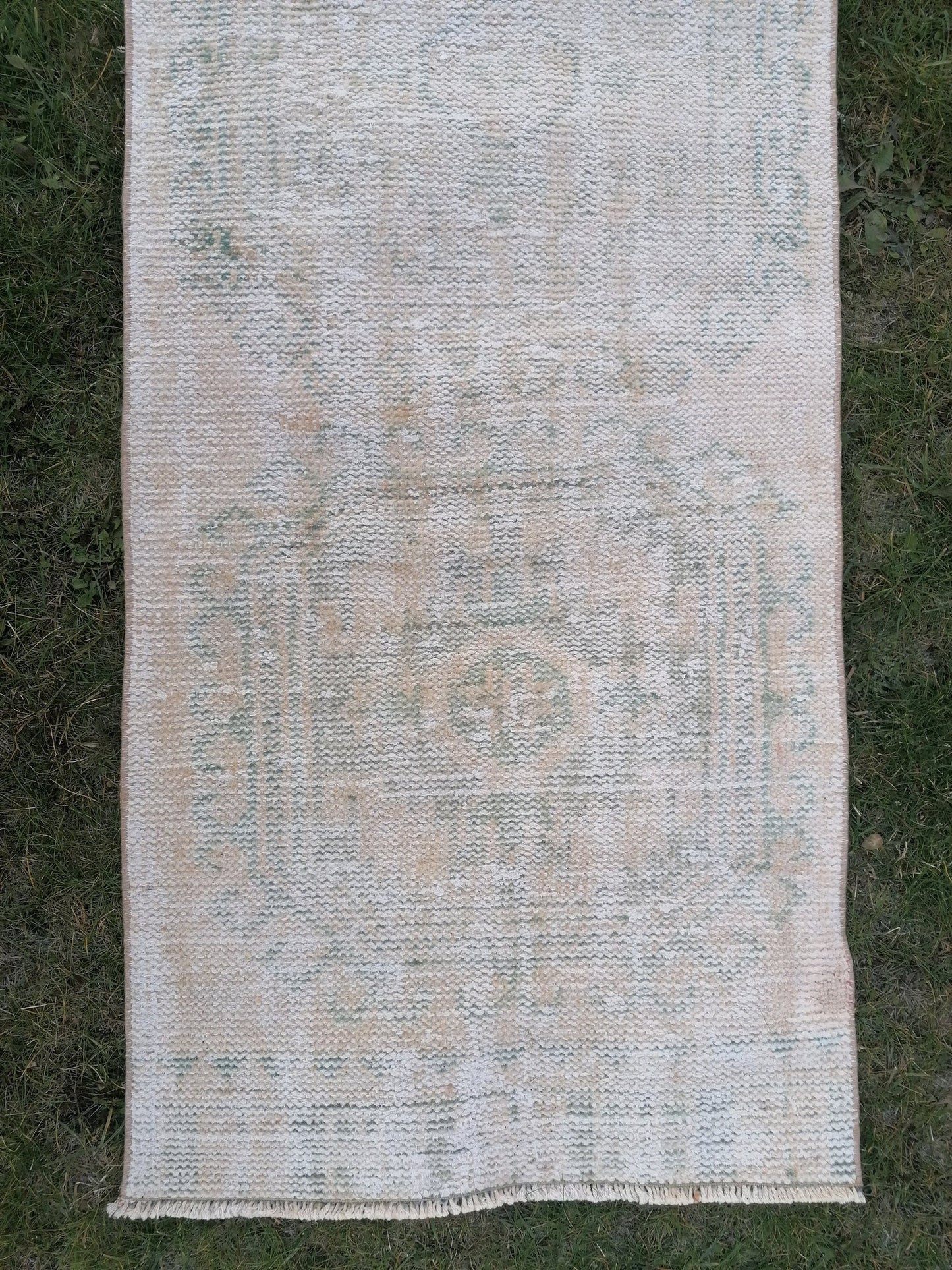 2'4x11 feet, distressed vintage runner rug, muted  turkish runner rug, pastel kitchen runner, hallway runner, vintage anatolian rug