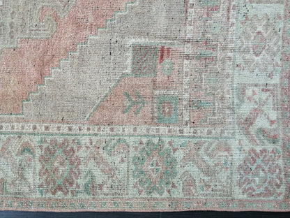 Muted Vintage Runner Rug 10.3 x 4.7  Hallway Runner Rug Kitchen Runner Rug Wool Runner Rug Wool Oushak Runner