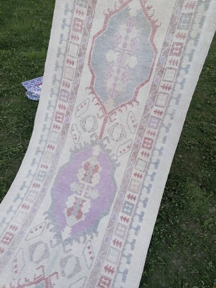 3x12'6 oushak wool runner, turkish oushak new production handmade rug, hallway runner rug