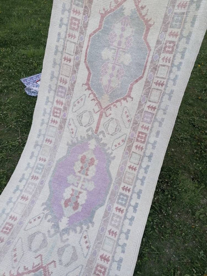 3x12'6 oushak wool runner, turkish oushak new production handmade rug, hallway runner rug