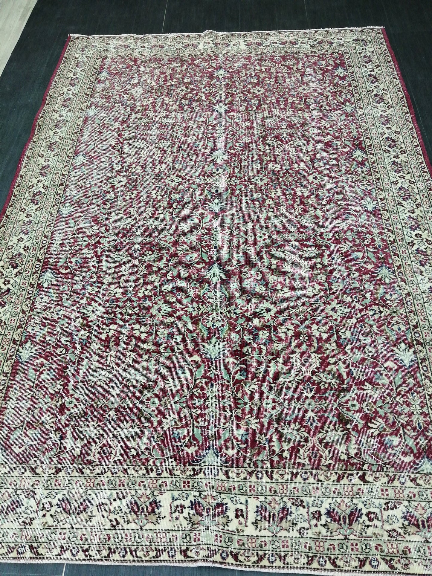 Large TURKISH Oushak Rug 6.7 x 9.7 Vintage Oushak Runner Rug Vintage Runner Rug Wool Oriental Rug Hand Made Rugs Turkish Rug