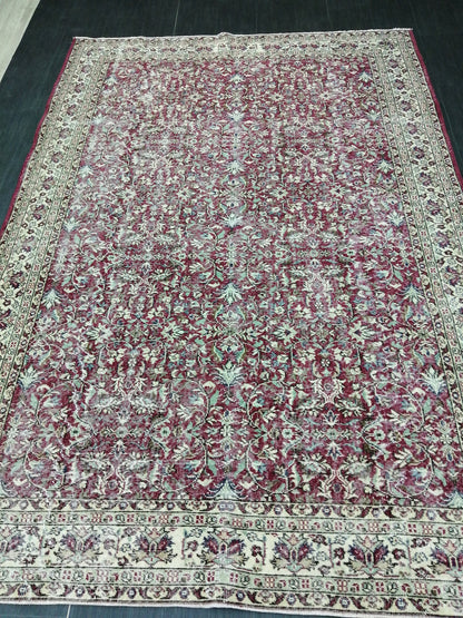 Large TURKISH Oushak Rug 6.7 x 9.7 Vintage Oushak Runner Rug Vintage Runner Rug Wool Oriental Rug Hand Made Rugs Turkish Rug