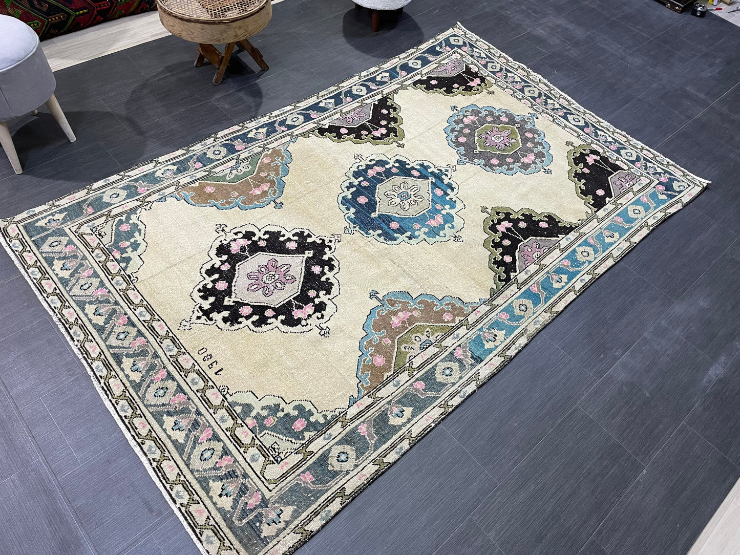 Antique Rug, TURKISH RUG, VINTAGE Rug, Living Room4.9 x 7.9 Rug, Oushak Rug, Handmade Rug, Earth Tones rug, Persian Rug, farmhouse rug