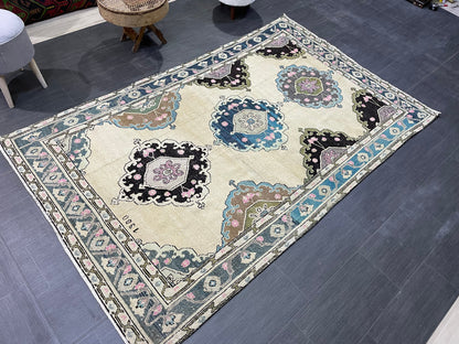 Antique Rug, TURKISH RUG, VINTAGE Rug, Living Room4.9 x 7.9 Rug, Oushak Rug, Handmade Rug, Earth Tones rug, Persian Rug, farmhouse rug