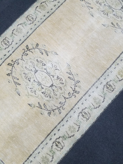 Distressed vintage runner rug, 2'6x5'10 oushak wool runner rug, rustic handmade rug, hand knotted runner rug,