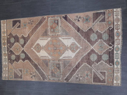 Wool Vintage Rug Turkish Rug 3.3 x 6 Muted Oriental Rug Hand Made Rug Hand Knotted Living Room Rug Kitchen Rug Dark Rug Kars Rug