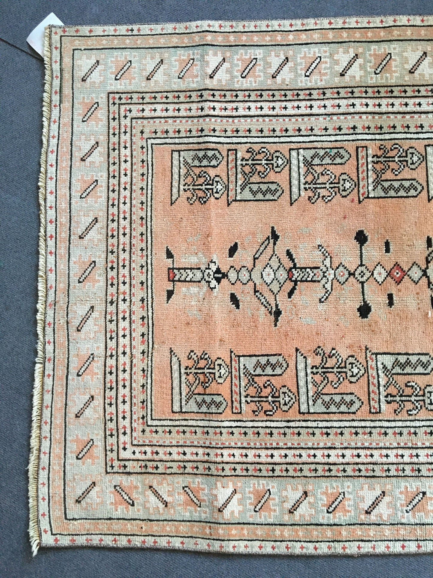 3x5 feet natural turkish living room floor rug, handmade vintage area large rug, hallway middle wide rug, oushak etnique style bedroom rugs