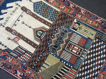 Konya Mevlana Tapestry Rug OUSHAK RUG TURKISH Rug Vintage Oushak Runner Rug Vintage Runner Rug Wool Oushak Rug Hand Made Rugs Sufi Rug