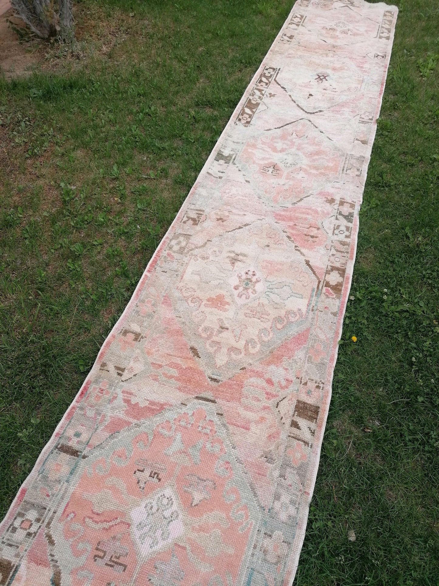 Oushak runner rug 2'11x16'8 turkish new production oushak runner rug vintage runner rug, hallway runner  kitchen runner, handmade wool rugs