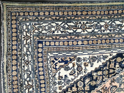 Vintage Persian Rug, Unique Motif Rug, 8 x 11.2 Persian Rug, Hand Knotted Rug, Eclectic Rug, Hand Made Rug, Living room Rug Navy rug 8x11
