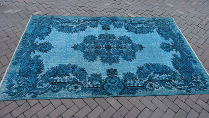 TURQUOISE RUG, Vintage Oushak Rug, Wool Oushak Rug, Oushak Rug, Turkish Rug, Bohemian Rug, Wool Rug, living Room Rug