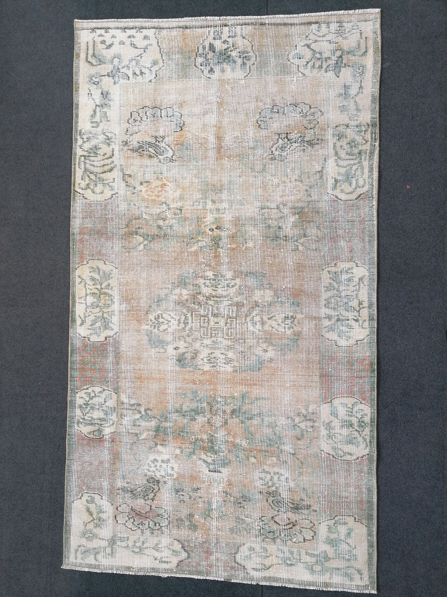 Muted distressed vintage rug 3'8x6'7 turkish rug, muted rug oushak rug floral rug oriental rug antique rug