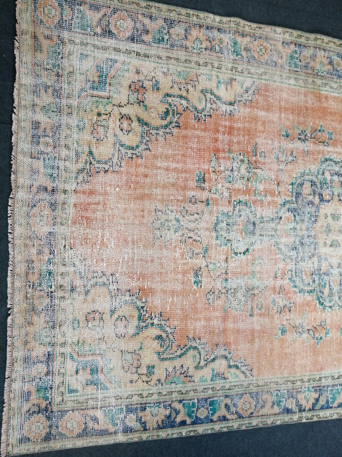 6 x 9.6 Large OUSHAK RUG TURKISH Oushak Rug Vintage Oushak Runner Rug 6 by 10 Muted Vintage Rug Wool Oushak Rug Hand Made Rugs