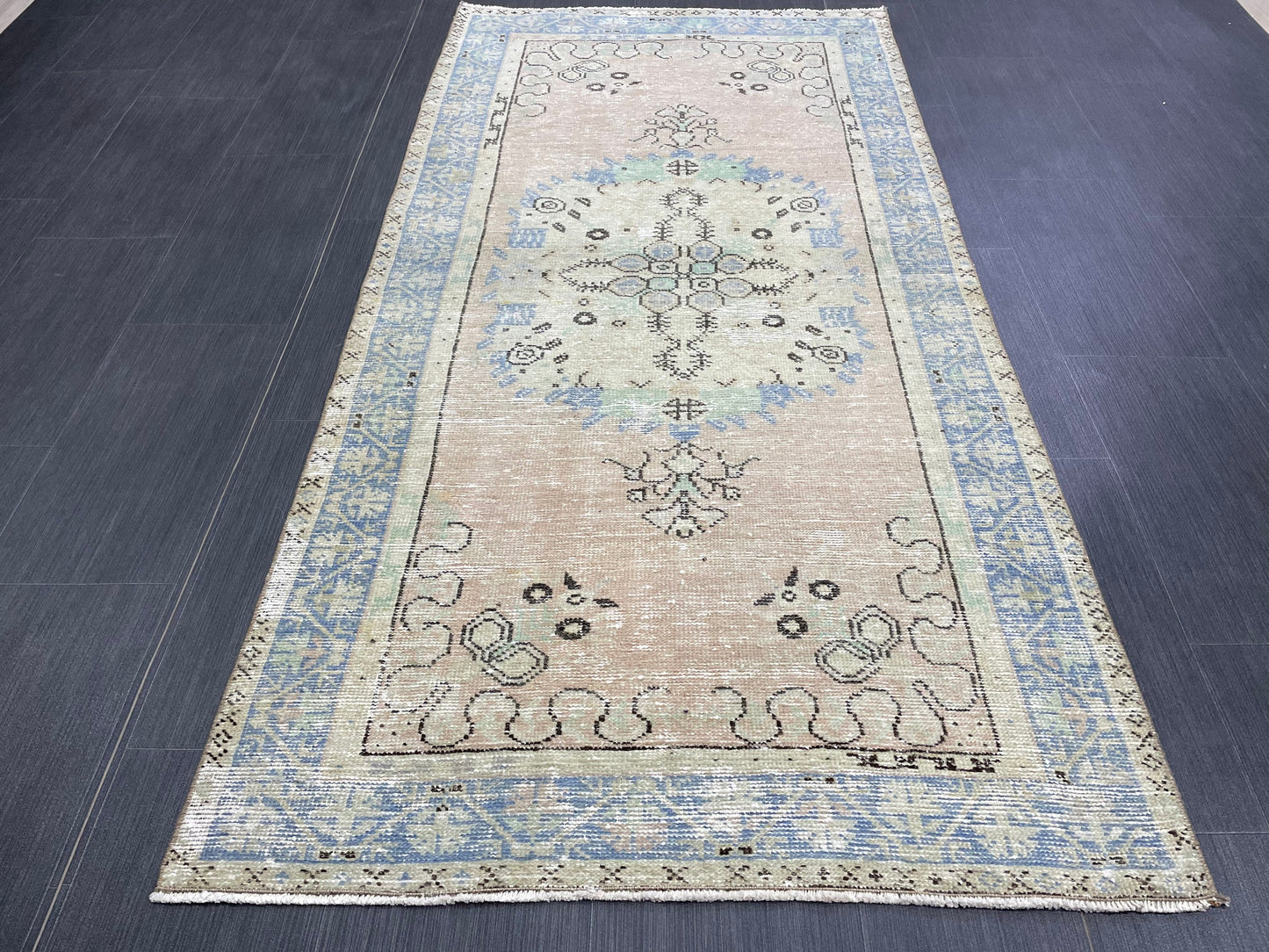 Vintage Rug TURKISH Rug Vintage 3.2 x 6.6 Oushak Rugs Muted Rug Turkish Oushak Rug, Vintage Oushak Rug Wool Rug