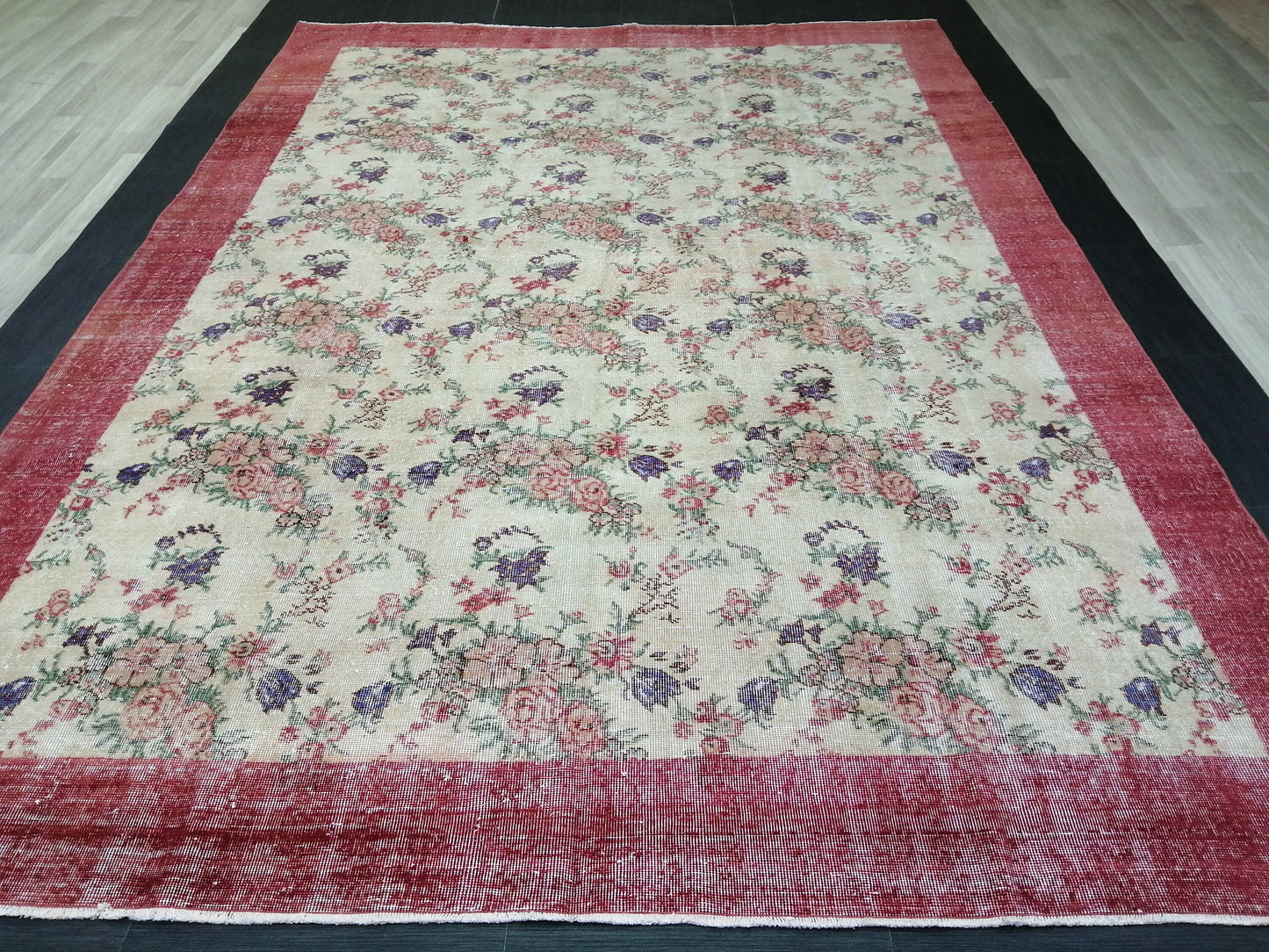 8.2 x 11.6 Large Floral OUSHAK RUG TURKISH Oushak Rug 8x12 Vintage Rug Wool Oushak Rug Hand Made Rugs Vintage Turkish Rug Floral Vintage rug