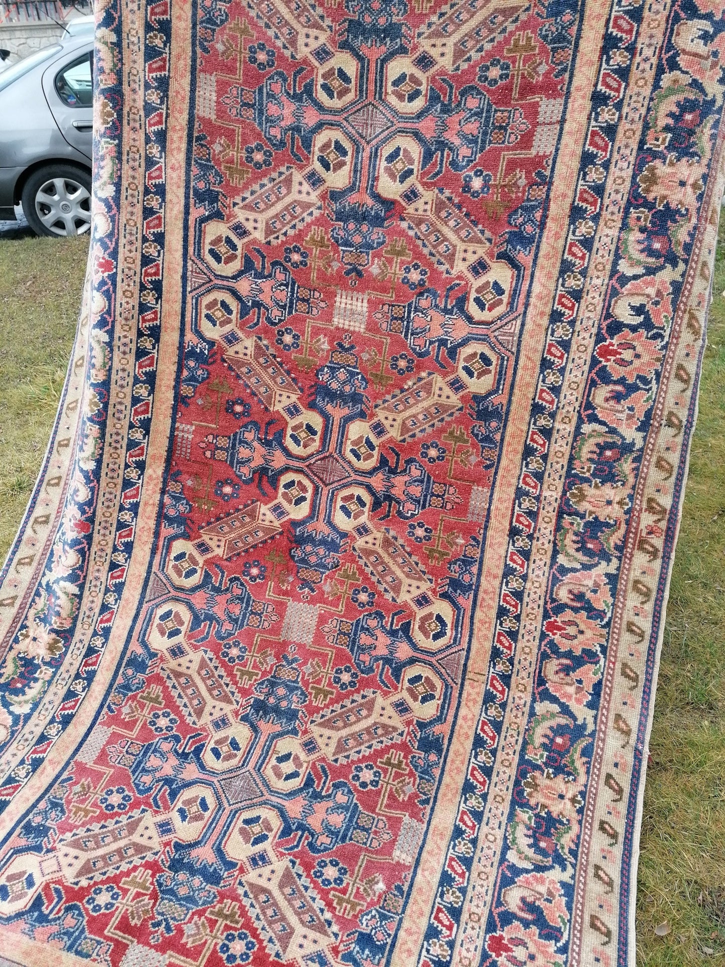 5'4x10'2 vintage handmade rug, blue turkish rug, oushak wool rug rustic unsual tribal rug retro style rug traditional turkish design