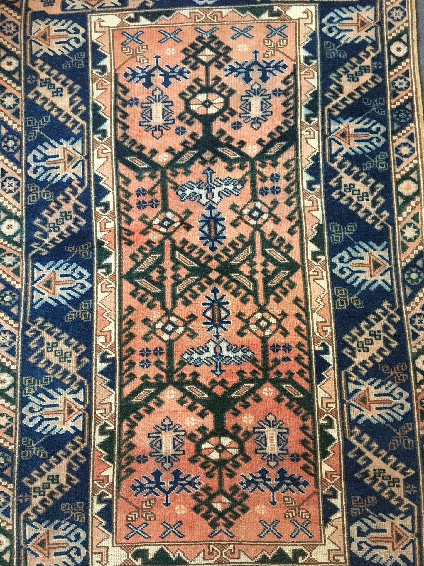 4.2x6.4 feet turkish muted color kitchen floor rug, handmade oushak bedroom area rug, living room floor wide rug, blue bohem rug, bath rugs