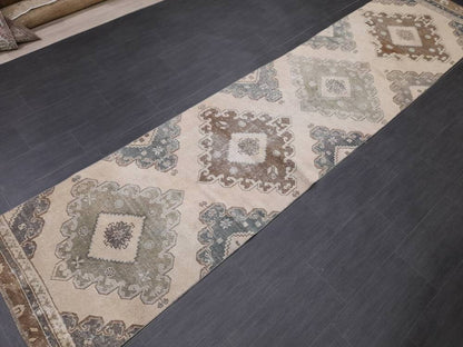 Distressed Runner Rug 2.8 x 12.3  Vintage Turkish Runner Rug Vintage Runner Rug Hallway Runner Rug Kitchen Runner Rug Wool Runner Rug