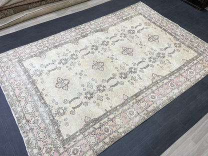 Vintage Rug 6.9 x 10.3 Vintage Persian Rug Muted Wool Oriental Rug Blue Hand Made Rugs Blue Distressed Turkish Rug Antique Rug