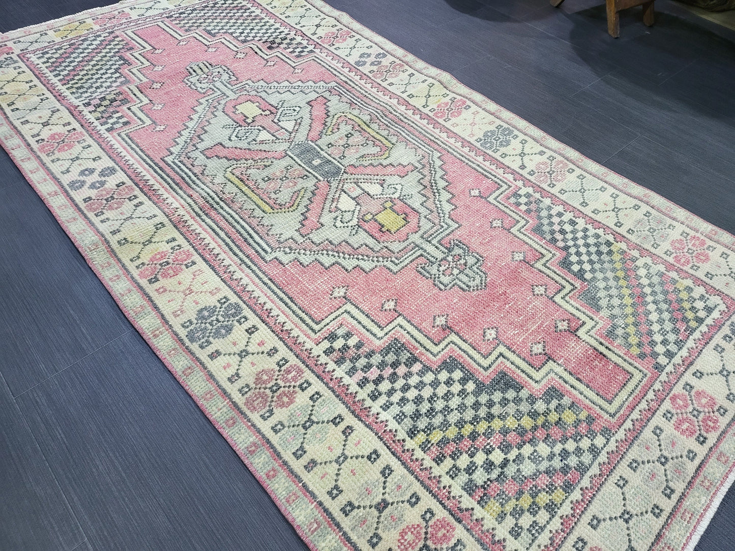 3.4 x 6.6 OUSHAK RUG, TURKISH Oushak Rug, Vintage Oushak Rug, Vintage Runner Rug, Wool Oushak Rug, Handmade Rugs, Vintage Turkish Rug